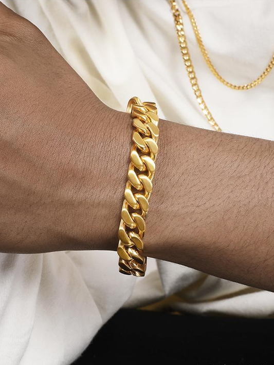 18K Gold Titanium Cuban Link Bracelet