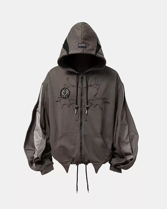 Deconstructed Zip Hoodie – Washed Batwing Fit