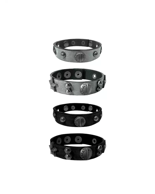 Rockstar Leather Cuff – Distressed Black & Blue