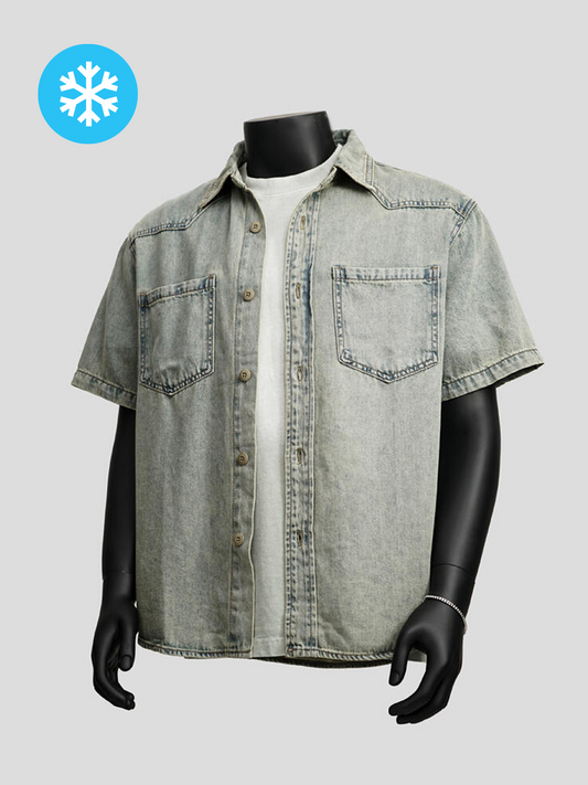 Lyocell Washed Denim Short Sleeve Shirt