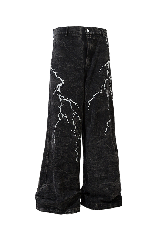 Lightning Embroidery Loose Denim