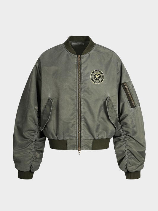 Heavy Washed Waxed Bomber Jacket