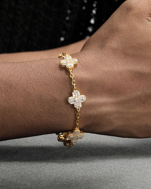 Iced Out Cross-Link Bracelet