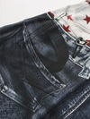 American Original 3D Print Double Waist Baggy Jeans