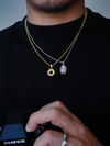 Gold Sunburst Pendant Necklace with Cat’s Eye Stone