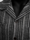 Gray Striped Linen-Cotton Short Sleeve Shirt