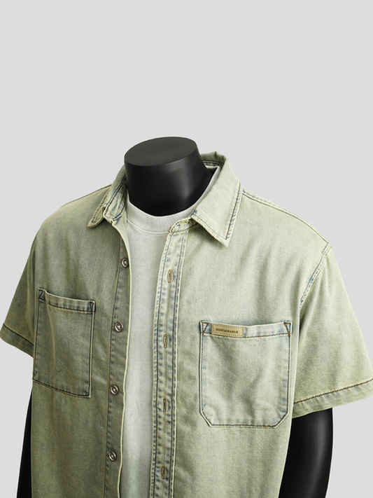 Ice-Cool Lyocell Washed Denim Short Sleeve Shirt