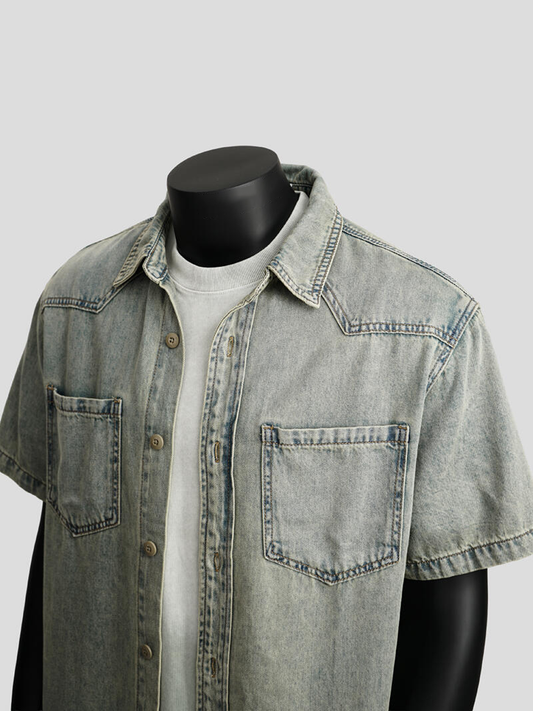Lyocell Washed Denim Short Sleeve Shirt