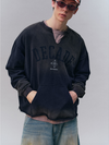 440g Cotton Anniversary Print Open-Neck Pullover Sweatshirt