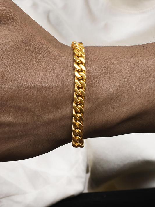 18K Gold Titanium Cuban Link Bracelet