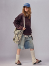 440g Cotton Anniversary Print Open-Neck Pullover Sweatshirt