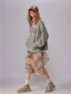 440g Cotton Anniversary Print Open-Neck Pullover Sweatshirt