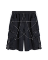 Star Studded Denim Shorts – Suede Patchwork 3/4 Fit