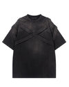 Washed Lace-Up Tee – Embroidered Street Detail