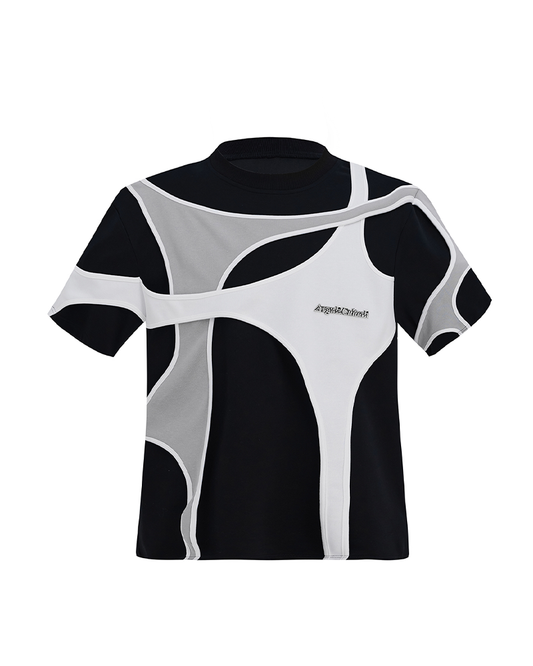 Deconstructed Contrast Tie-Up Tee – Layered Oversized Fit