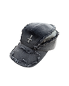 Washed Cross Cap – Distressed Denim & Leather Patch