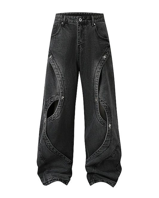 Deconstructed Vintage Jeans – Washed Wide-Leg Fit