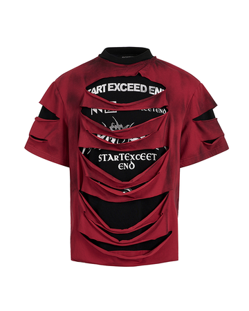 Layered Destroyed Tee – Grunge Logo Print