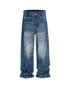 Vintage Washed Wave Turquoise Jeans – Baggy Wide-Leg Cargo