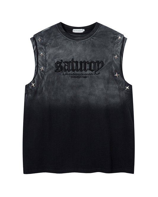 Studded Gradient Vest – Embroidered Street Tank