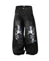 Knight Armor 3D Print Jeans – Distressed Baggy Wide-Leg