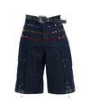 Star Studded Denim Shorts – Suede Patchwork 3/4 Fit