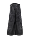 Heavy Washed Black Armor Jeans – Deconstructed PU Patchwork