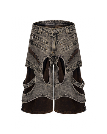 Layered Patchwork Shorts – Vintage 3/4 Street Denim