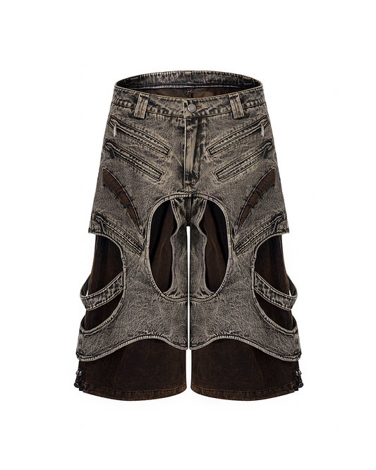 Layered Patchwork Shorts – Vintage 3/4 Street Denim