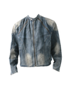 Vintage Zip Washed Denim Jacket – Padded Shoulder Oversized Fit
