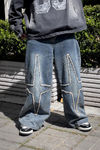Cross Patch Loose Denim Pants