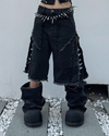 2-in-1 Detachable Jeans – Washed Wide-Leg Fringe