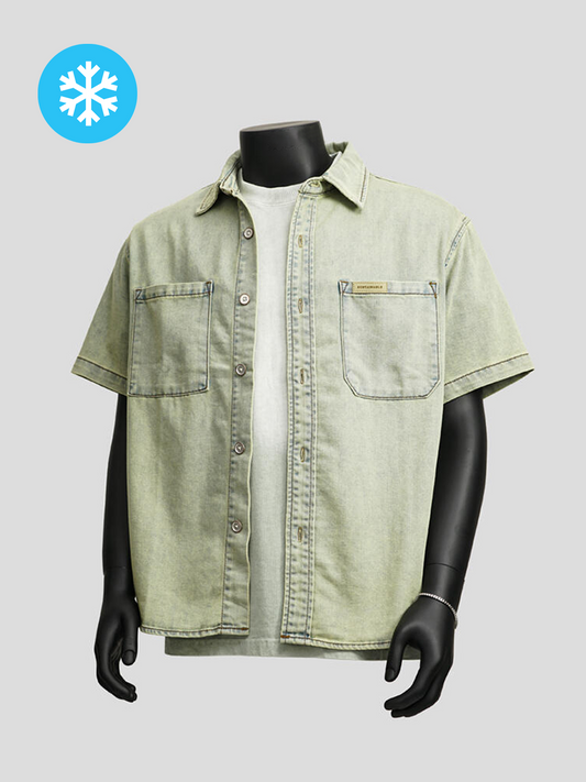 Ice-Cool Lyocell Washed Denim Short Sleeve Shirt
