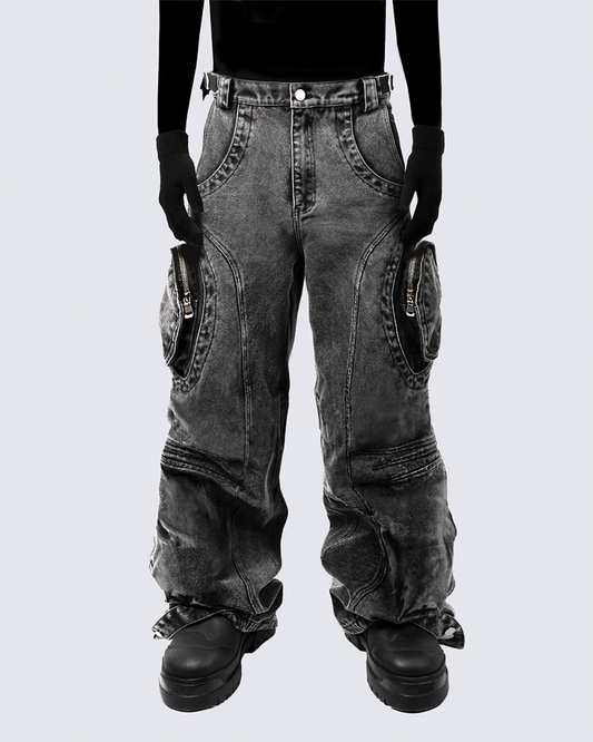 Vintage Utility Jeans – Washed Straight-Leg Fit