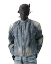 Vintage Zip Washed Denim Jacket – Padded Shoulder Oversized Fit