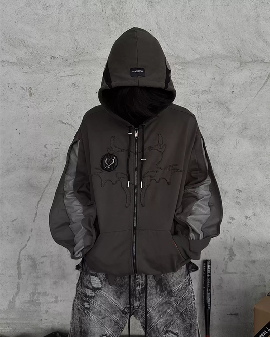 Deconstructed Zip Hoodie – Washed Batwing Fit