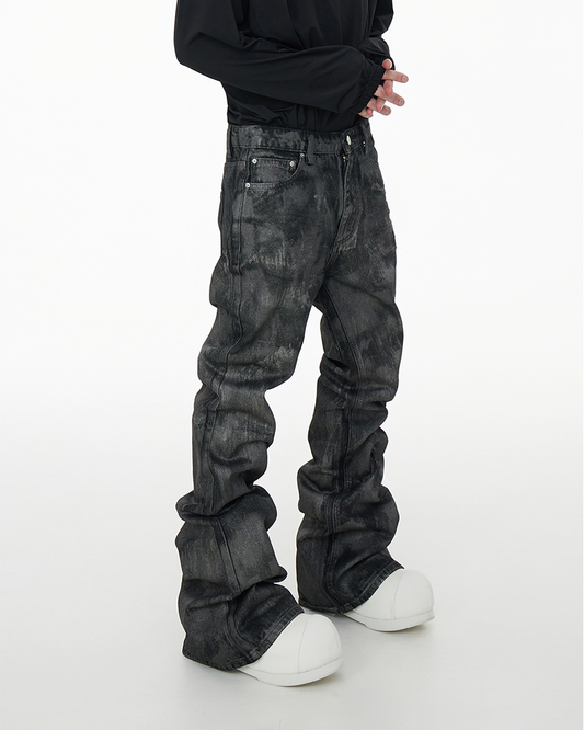 Glitter Coated Flare Jeans – Stacked Fit