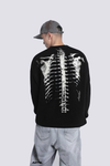 Skeleton Print Long Sleeve Graphic Tee – Gothic Black Streetwear Top