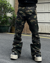 Vintage Street Patch Coated Camouflage Jeans – Slim Flare Moto Fit