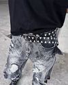 Shark Edge Punk Belt – Inverted Cross Leather Design