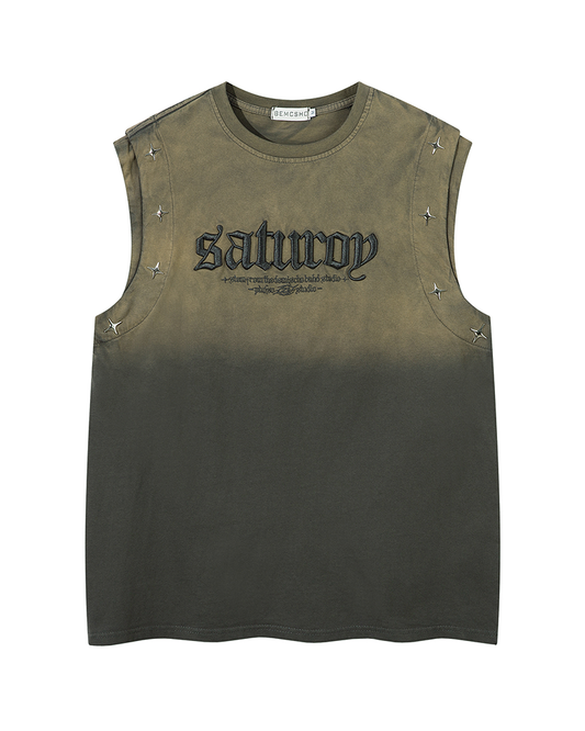 Studded Gradient Vest – Embroidered Street Tank