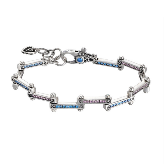 Blue & Pink Diamond 925 Silver Bracelet