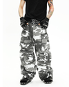White Camo Patch Cargo Pants – Multi-Pocket Baggy Fit