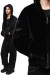 Reversible Fur Zip Hoodie In Black