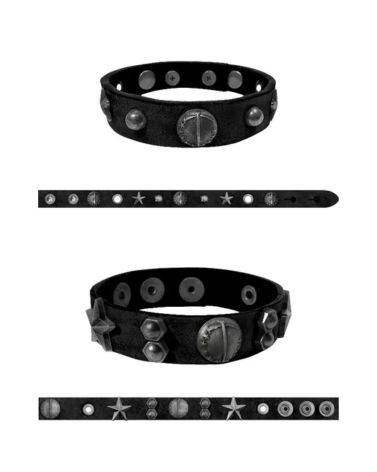Rockstar Leather Cuff – Distressed Black & Blue
