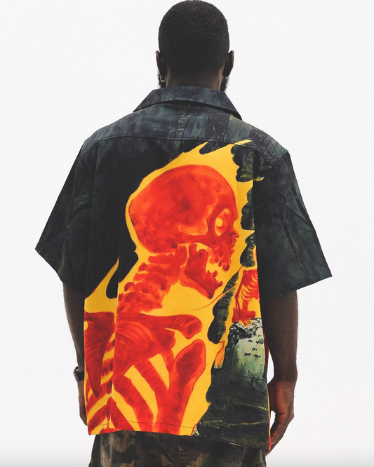 Skull Print Shirt – Cuban Collar Street Style