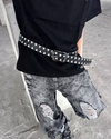 Shark Edge Punk Belt – Inverted Cross Leather Design