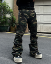 Vintage Street Patch Coated Camouflage Jeans – Slim Flare Moto Fit