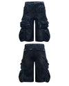 Washed Cargo Shorts – Distressed Coated 3/4 Denim