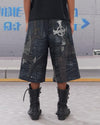 Cross Patch Print Shorts – Street Style 3/4 Denim